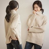 가을 여성용 와인색 터틀넥